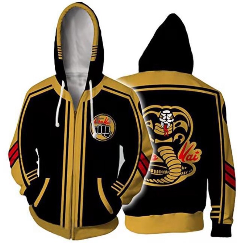 Áo Khoác Hoodie Chui Cổ Có Khóa Kéo Cho Người Lớn Và Trẻ Em Karate Armorr Cobra Kai