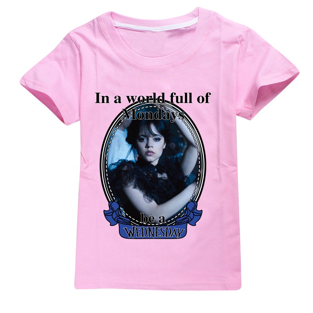 Kids Adult summer Wednesday T-shirt The Addams Family Printed T-Shirt Short Sleeve Top Cosplay gift