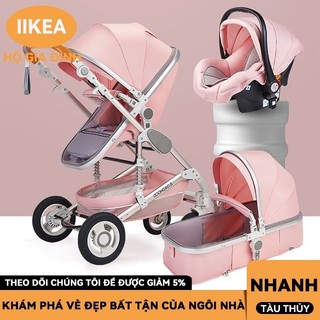 Xe đẩy trẻ sơ sinh đa năng ba trong một kèm ghế ngồi ô tô cho trẻ sơ sinh và chân đế xe đẩy trẻ em gấp gọn