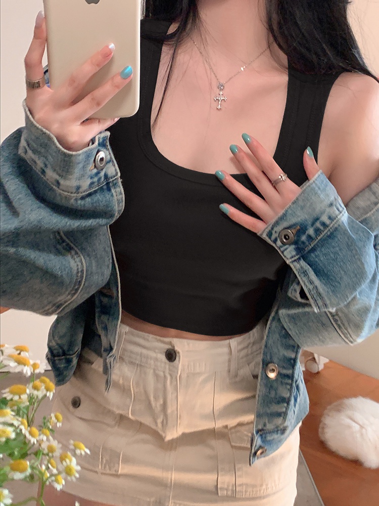 Áo Hai Dây Co Giãn Có Mút Đệm Ngực Phong Cách Cơ Bản 61250