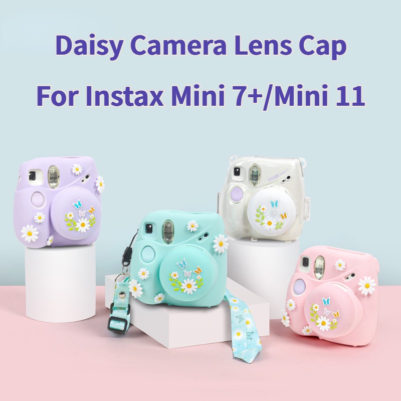Nắp Bảo Vệ Ống Kính Máy Ảnh instax mini 7 + / mini 11 Bằng Silicon Họa Tiết Hoa Cúc Thời Trang Xinh Xắn