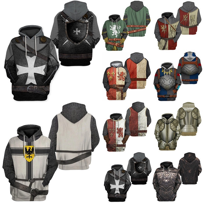 Áo Hoodie In Hình Hiệp Sĩ Thời Trung Cổ 3D