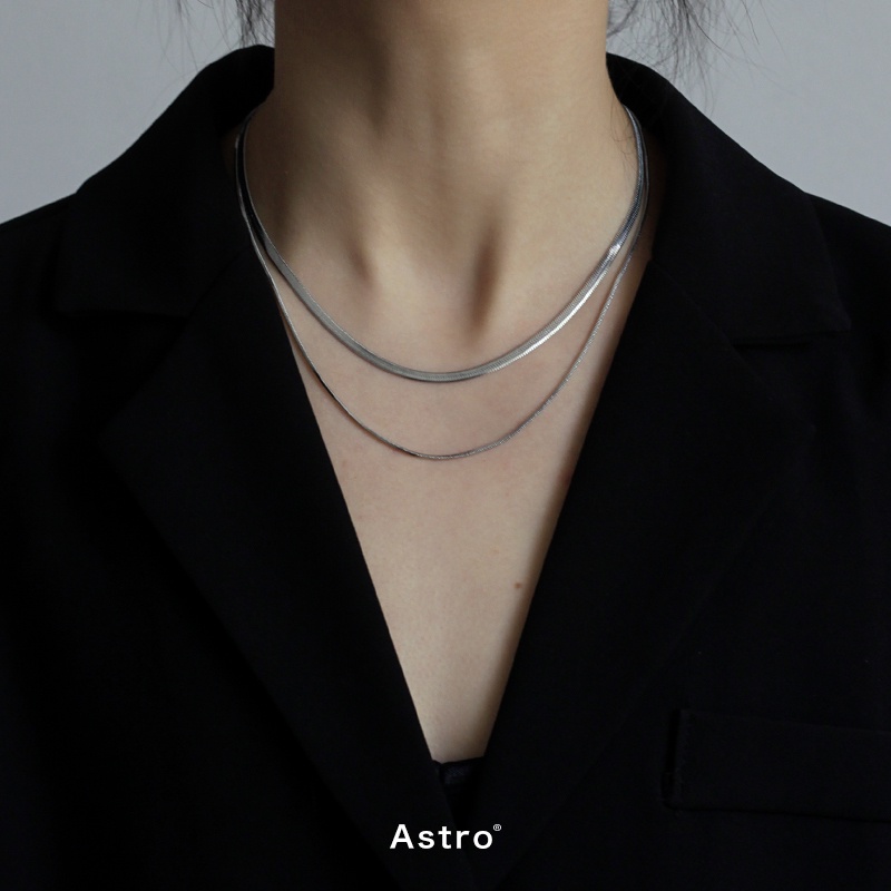 Vòng cổ Hai Lớp Bằng Thép Titan Thời Trang Đường Phố Cho Nam Nữ