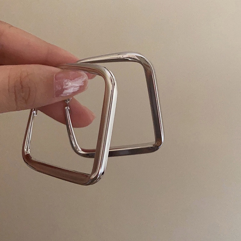 Bông Tai Kim Loại Hình Học Đơn Giản Cực Kỳ Phong Cách retro Hong Kong Cá Tính Dành Cho Nữ