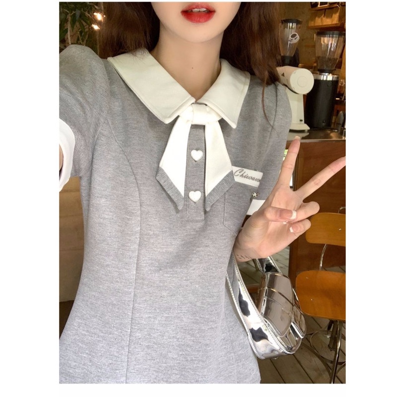 Đầm Midi Chữ a Tay Ngắn Phong Cách Hàn Quốc Thời Trang Mùa Hè Xinh Xắn Cho Nữ