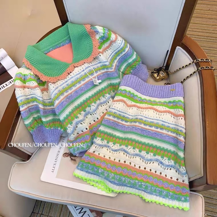 Bộ Áo Dệt Kim + Chân Váy Thời Trang Xinh Xắn Cá Tính Mùa Hè