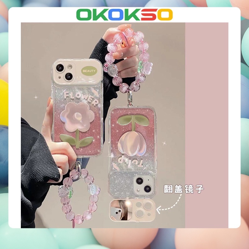 Suitable for OPPO mobile phone case Reno9/Reno8/Reno7pro/reno6/7z/5 new cartoon flip mirror small flower anti-fall mobile phone case soft case R17 couple model A53/A9 2020/F11/A31//A3S