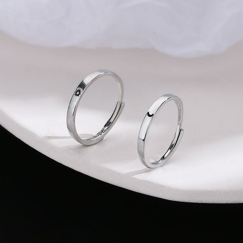 Nhẫn Hình Mặt Trời Và Mặt Trăng Đơn Giản Cá Tính Phong Cách Hàn Quốc