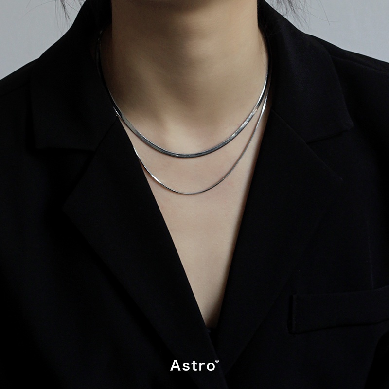 Vòng cổ Hai Lớp Bằng Thép Titan Thời Trang Đường Phố Cho Nam Nữ