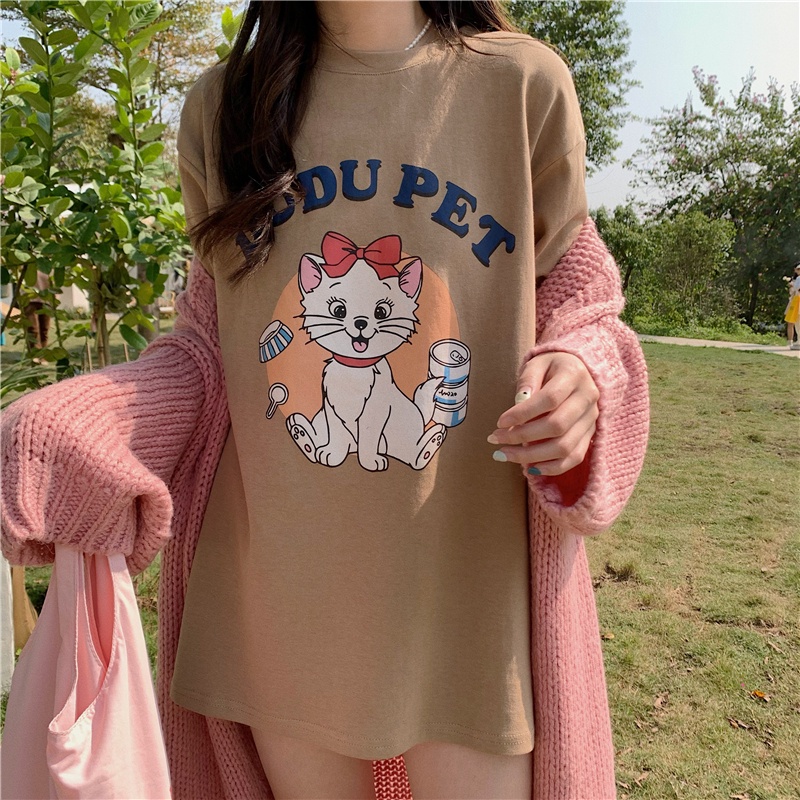 Áo Thun Cotton Nguyên Chất Ngắn Tay In Hình Dễ Thương 61290