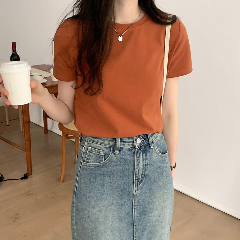 Áo Thun Nữ Tay Ngắn Cổ Tròn Vải Cotton Nguyên Chất 60869