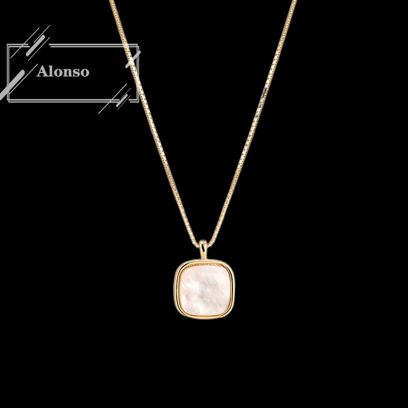 Ốp Vòng cổ Mặt Vuông Màu Trắng Thiết Kế Đơn Giản Sang Trọng