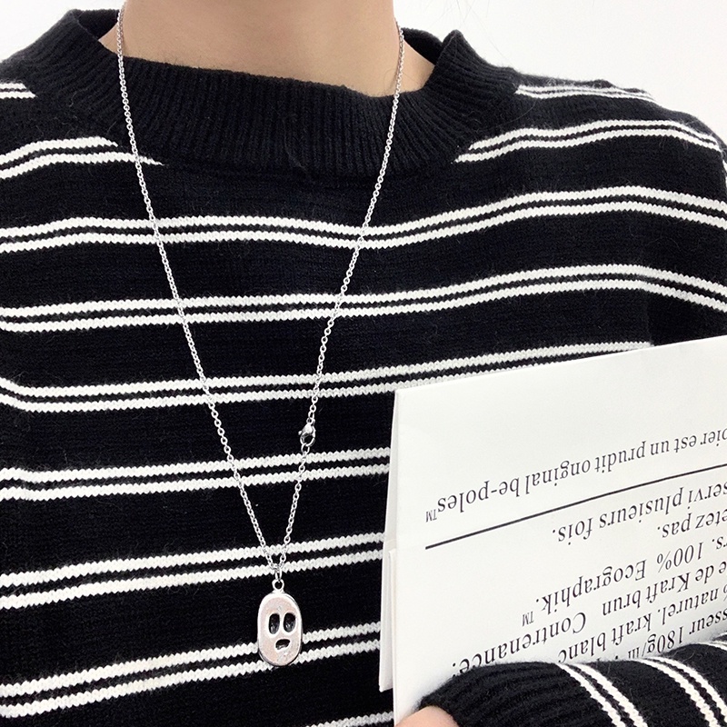 Vòng cổ Thép Titan Mặt Hình Ma Cá Tính Phong Cách hip hop Hàn Quốc Cho Nam Nữ