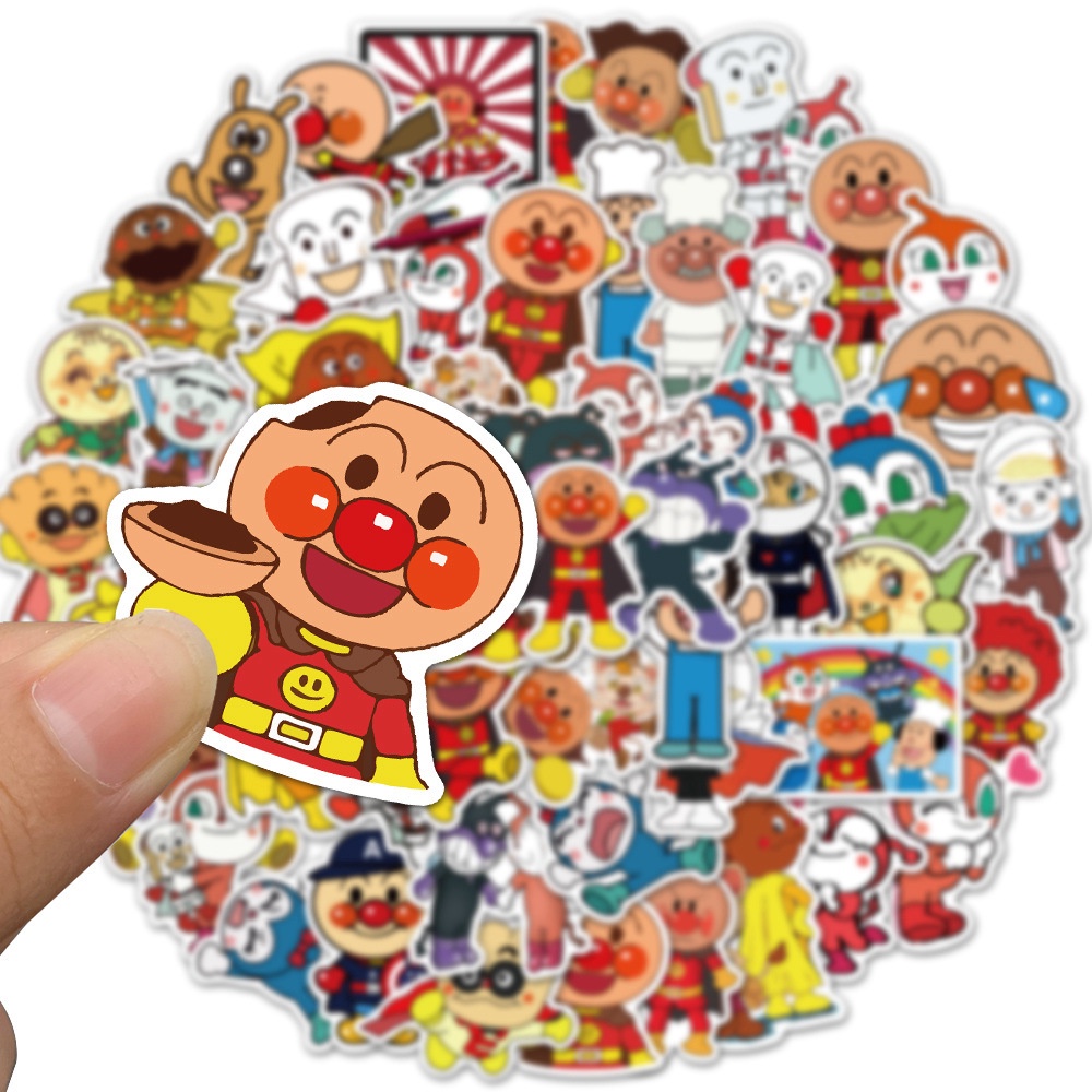 50pcs set Anpanman Stickers Waterproof Reusable Decor Laptop Graffiti Kid DIY Gift