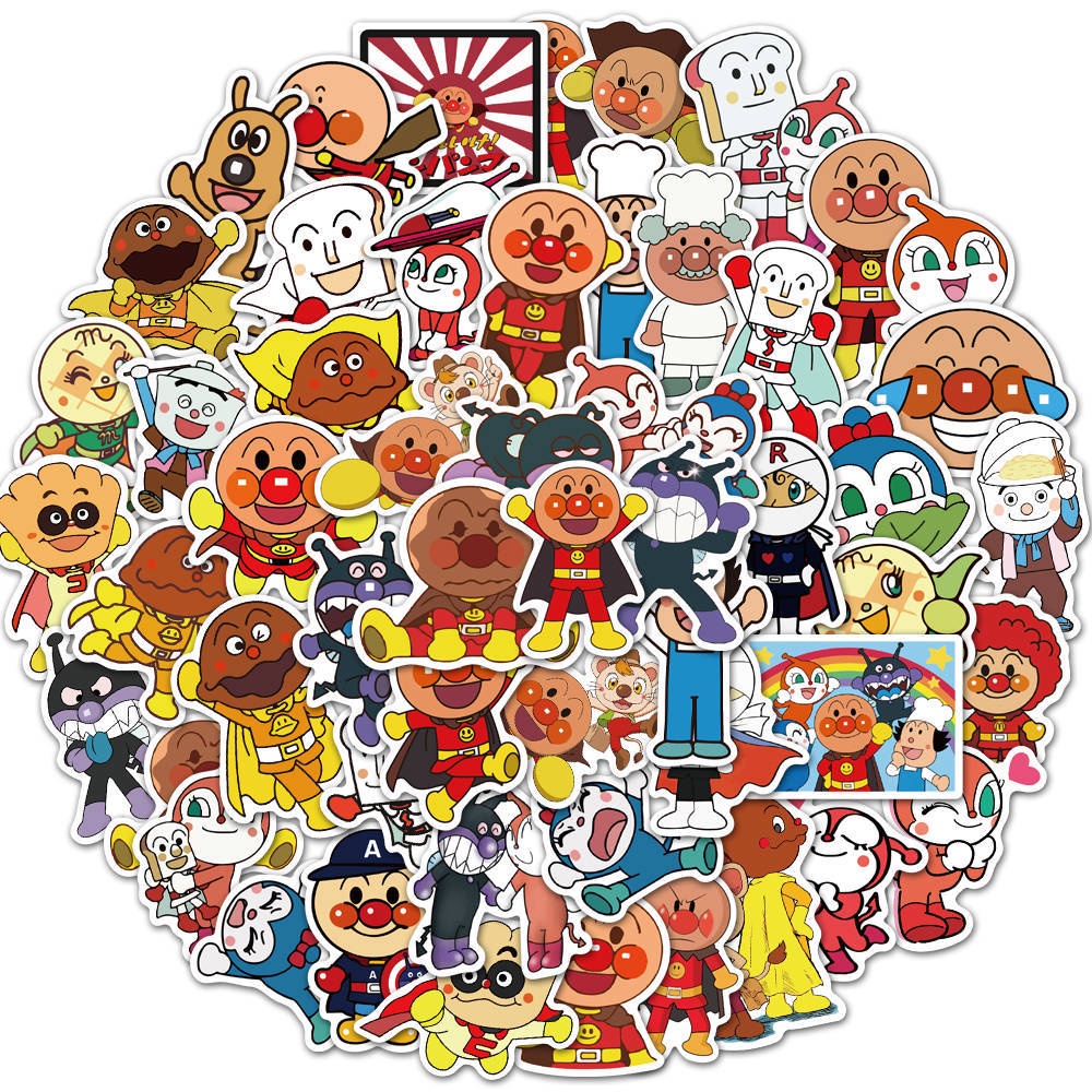 50pcs set Anpanman Stickers Waterproof Reusable Decor Laptop Graffiti Kid DIY Gift
