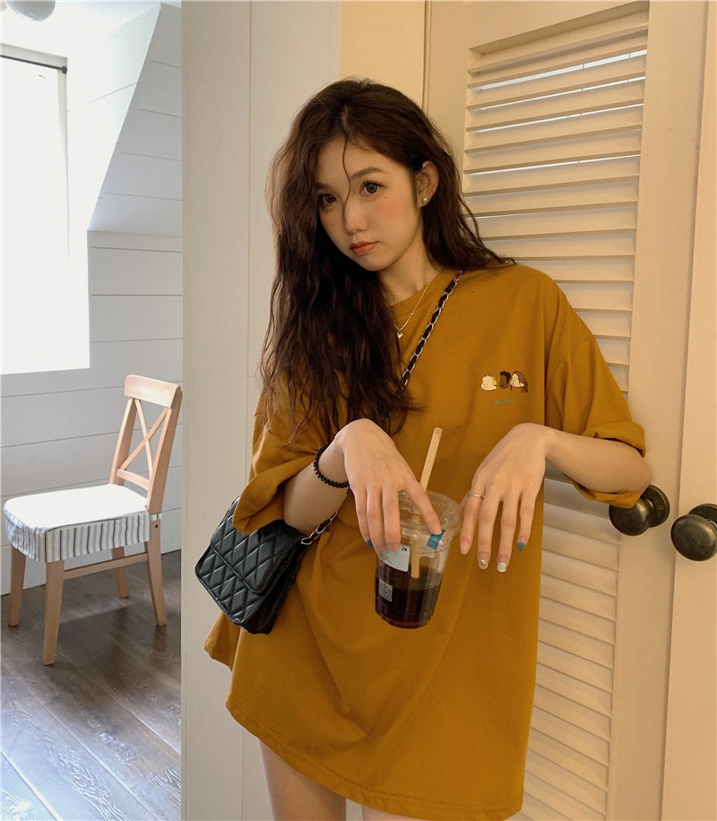 Áo Thun Cotton Nguyên Chất Dáng Rộng Ngắn Tay In Hình Dễ Thương 61121