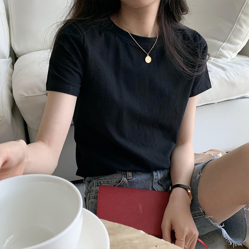 Áo Thun Nữ Tay Ngắn Cổ Tròn Vải Cotton Nguyên Chất 60869