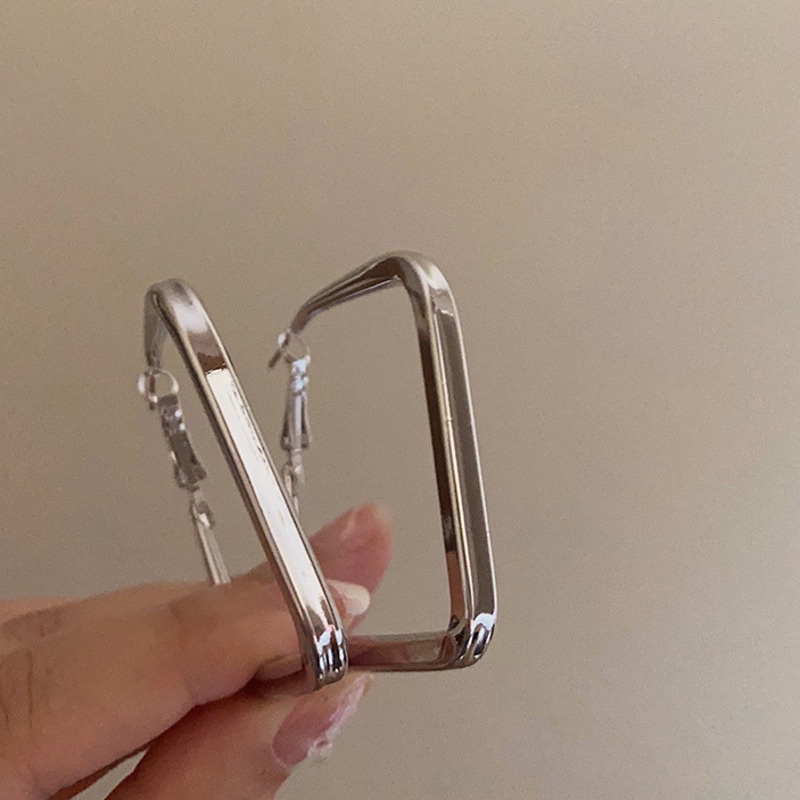 Bông Tai Kim Loại Hình Học Đơn Giản Cực Kỳ Phong Cách retro Hong Kong Cá Tính Dành Cho Nữ