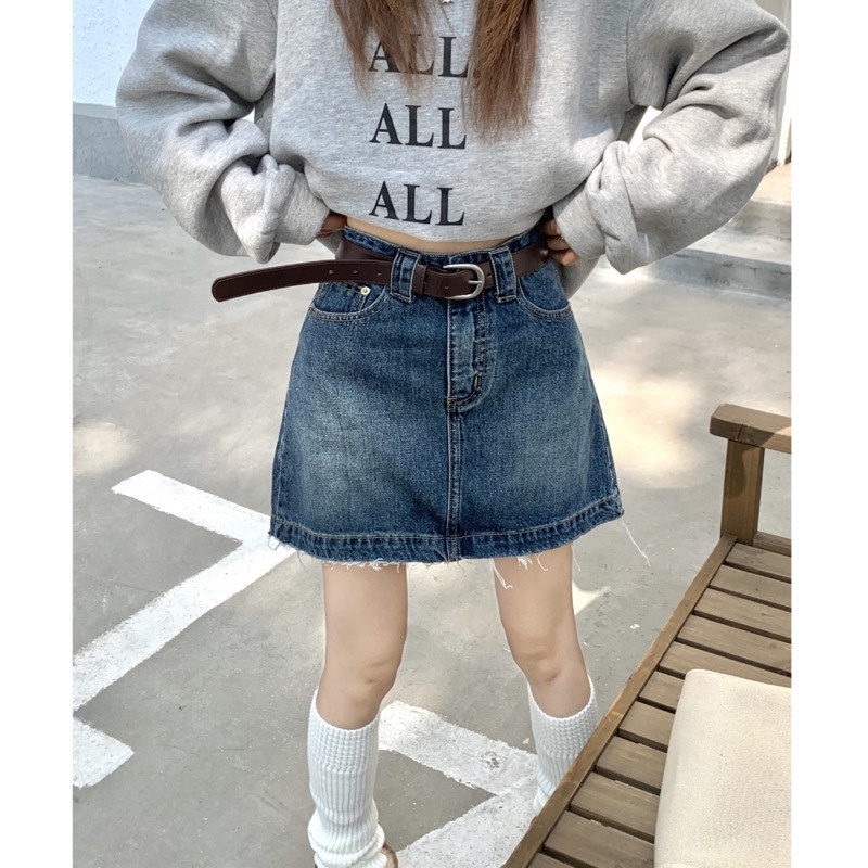 Chân Váy Denim Chữ a Lưng Cao Phong Cách Hàn Quốc Dành Cho Nữ