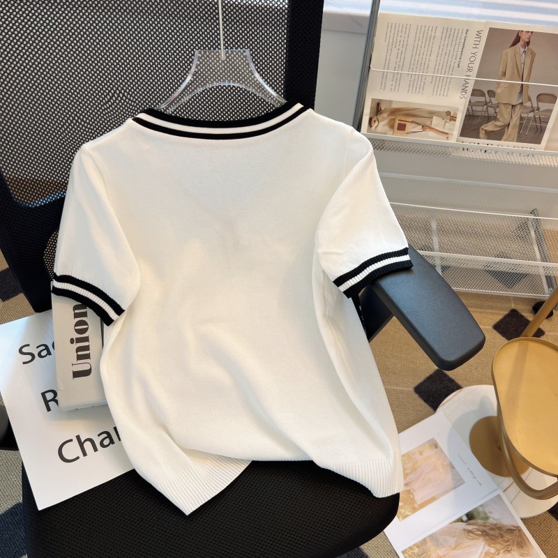 Áo Nữ Tay Ngắn Cổ Chữ V Thời Trang Phong Cách Hàn Quốc