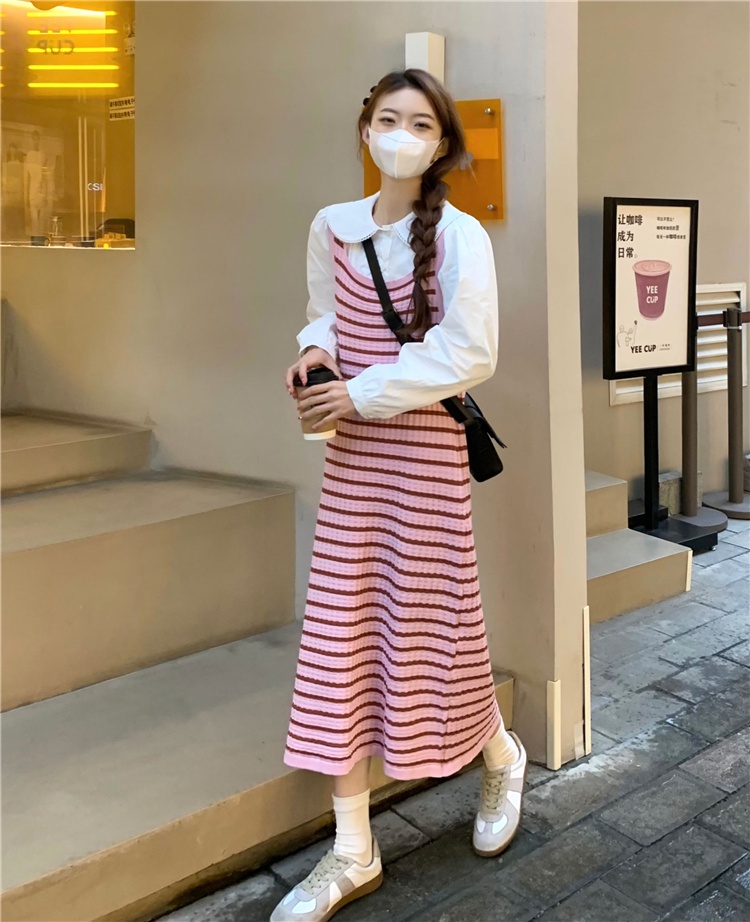 Đầm Dệt Kim Họa Tiết Kẻ Sọc Màu Sắc Thời Trang 60689