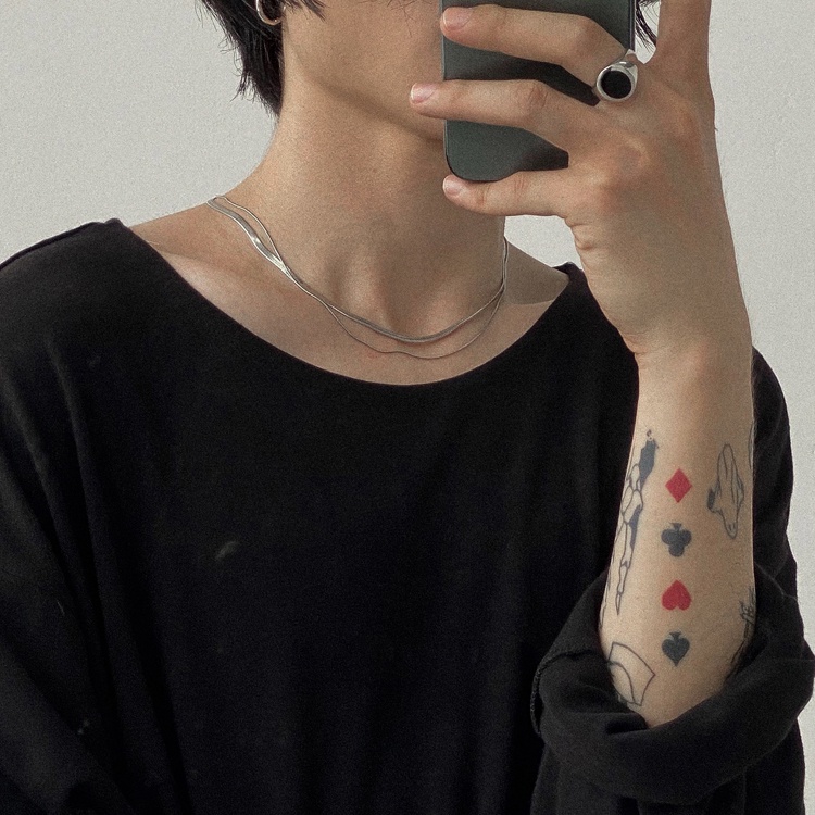 Vòng cổ Hai Lớp Bằng Thép Titan Thời Trang Đường Phố Cho Nam Nữ