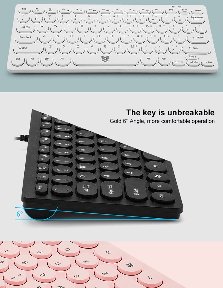 Bàn Phím Mini Có Dây 78 Nút Bấm Siêu Mỏng Màu Hồng Phong Cách Punk Cho Máy Tính Laptop