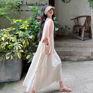 Đầm sát nách cổ tròn dáng rộng thiết kế đơn giản hợp thời