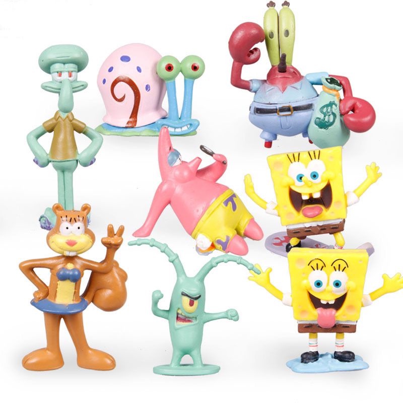 Set 10 / 8 / 6 Mô Hình Nhân Vật Phim Hoạt Hình SpongeBob Ngộ Nghĩnh