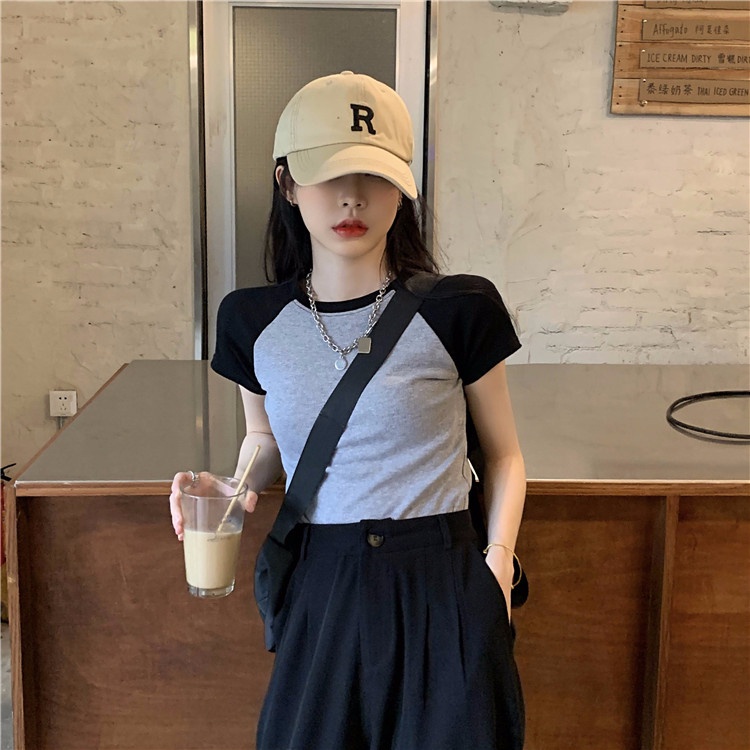 Áo Thun Ngắn Tay Phối Màu Sắc Trẻ Trung Thời Trang Mùa Hè