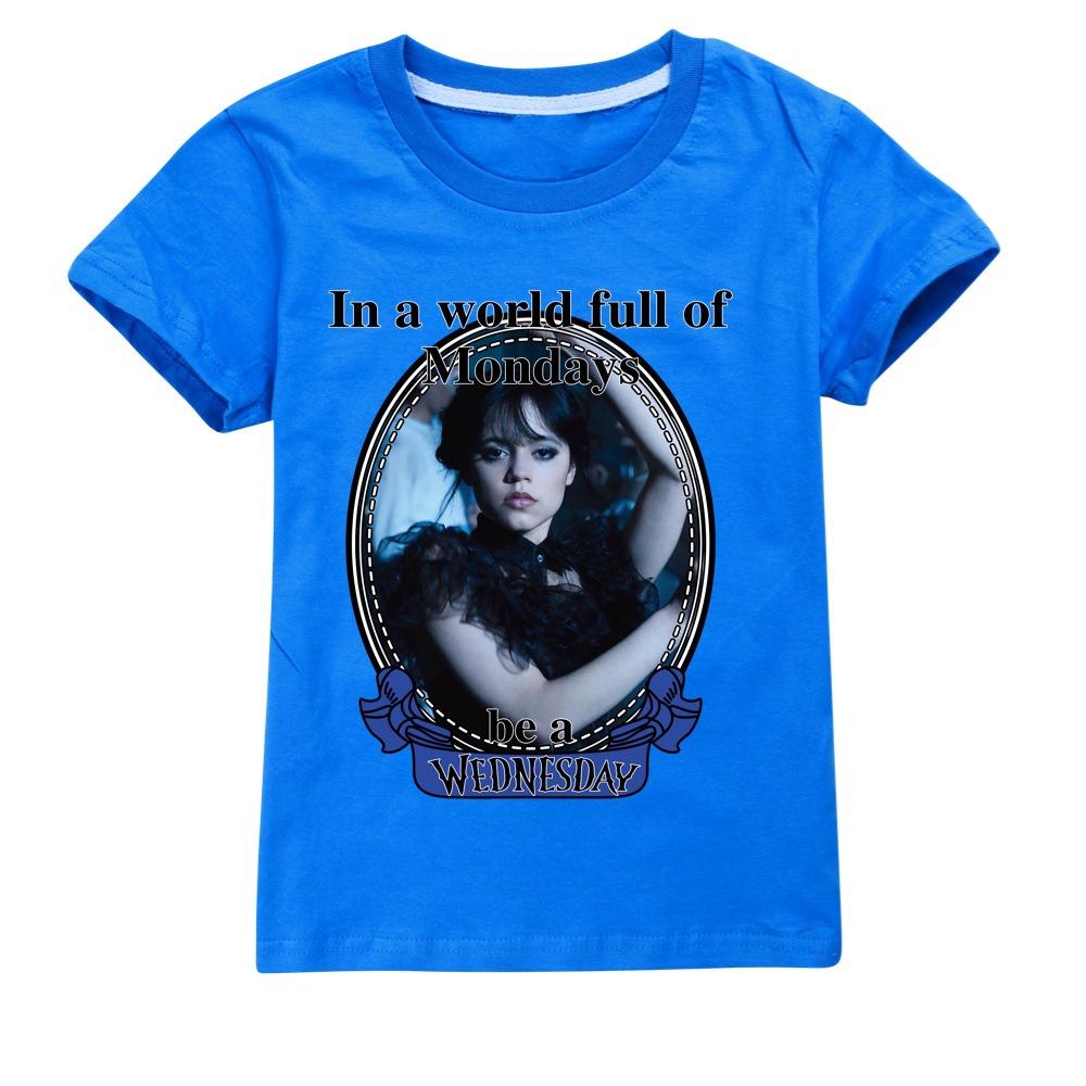 Kids Adult summer Wednesday T-shirt The Addams Family Printed T-Shirt Short Sleeve Top Cosplay gift