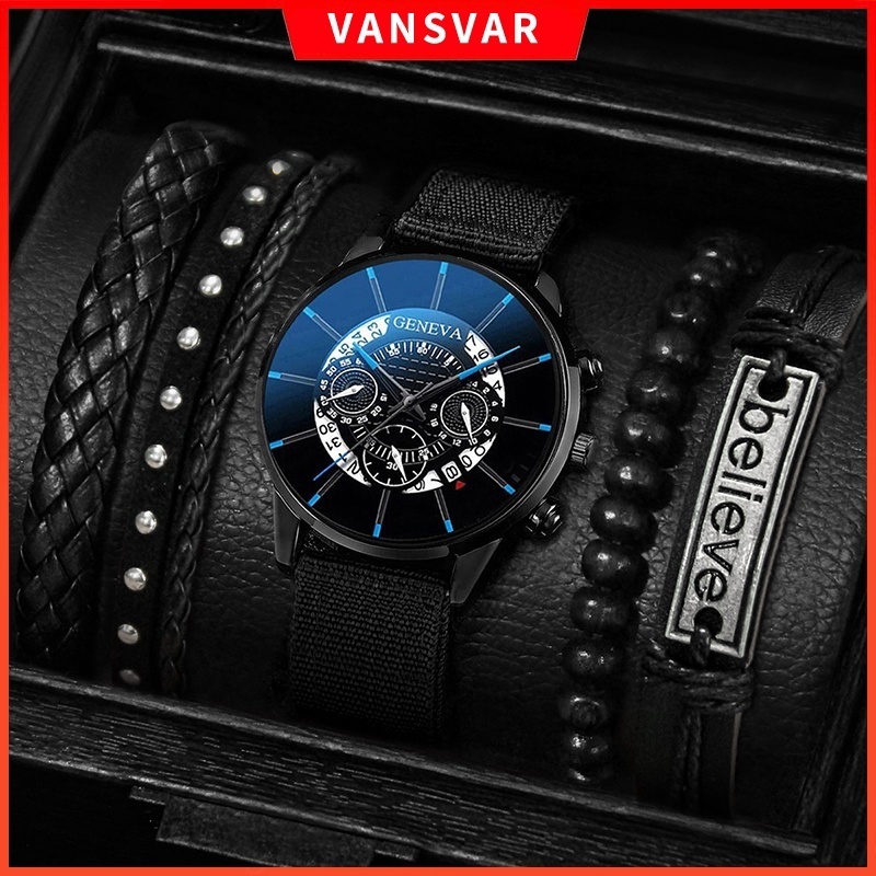 Đồng Hồ Quartz Chạy Kim Geneva Với Dây Đeo Sợi Nylon