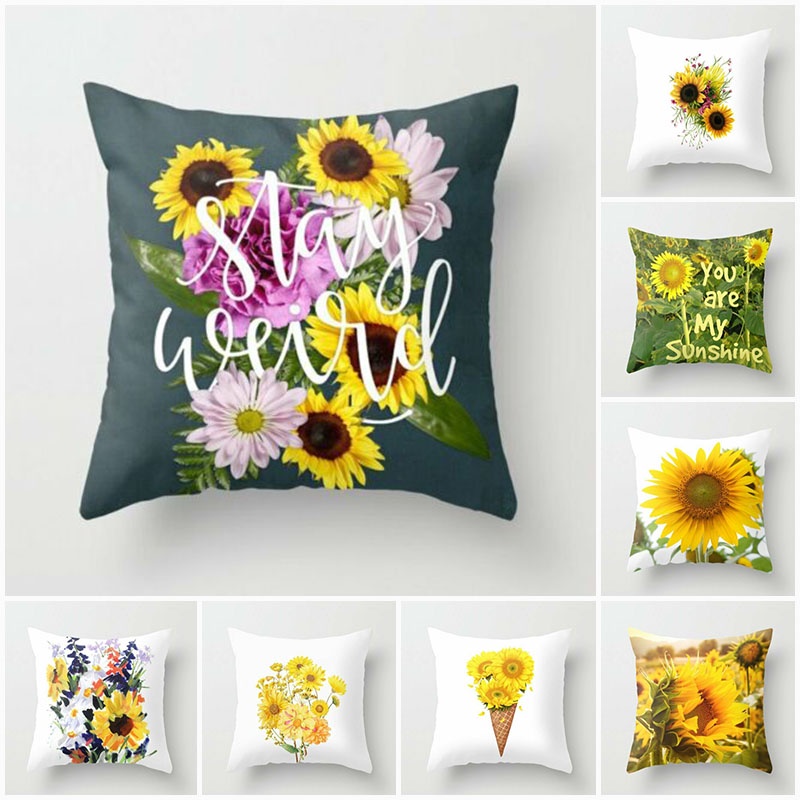 Áo Gối In Hình Hoa Hướng Dương Kích Thước 18 '' Ốp