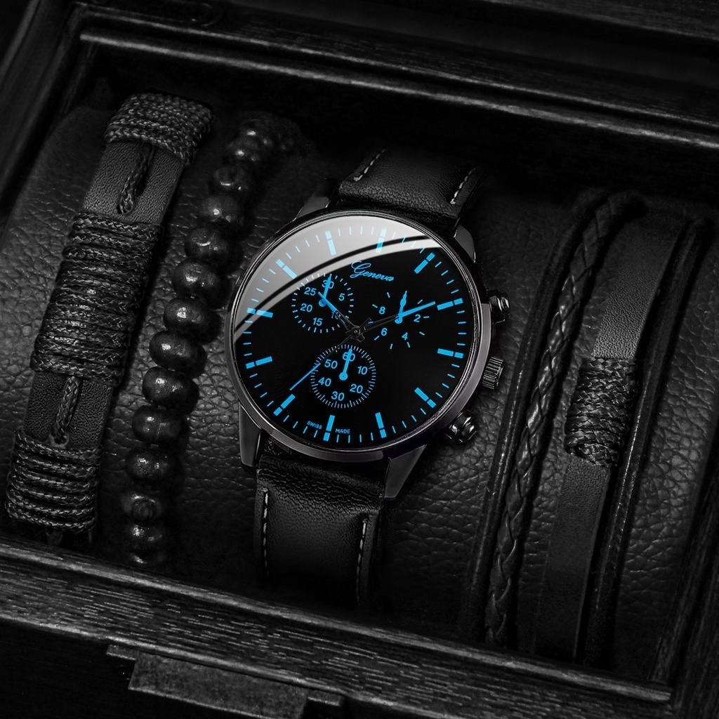 Đồng Hồ Nam Geneva Dây Da Và Thép Không Gỉ