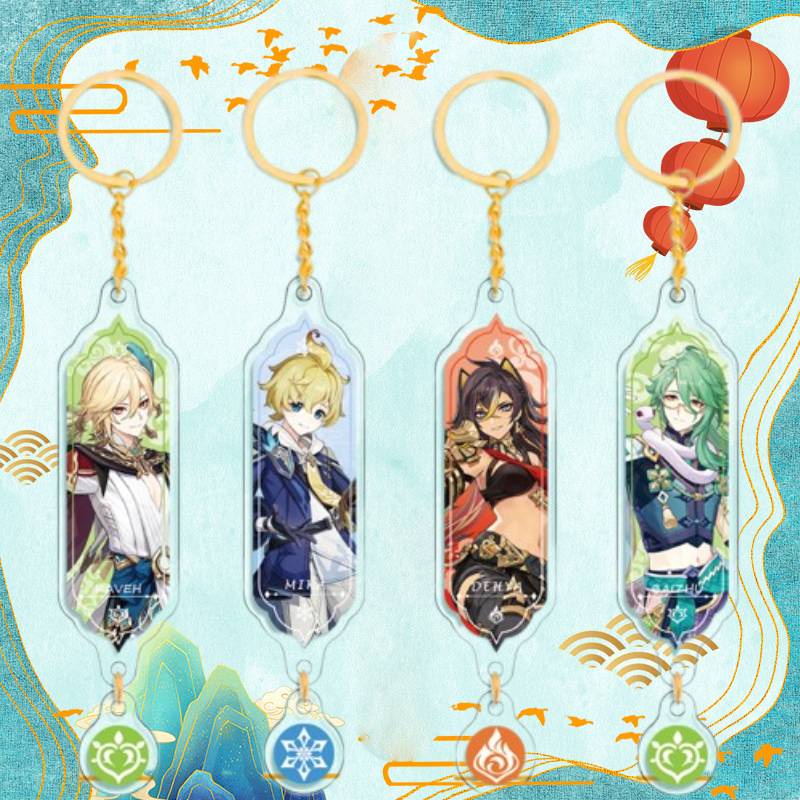 Móc Khóa Hai Mặt Bằng Acrylic Họa Tiết Hoạt Hình Genshin Dehya Mika Chất Lượng Cao