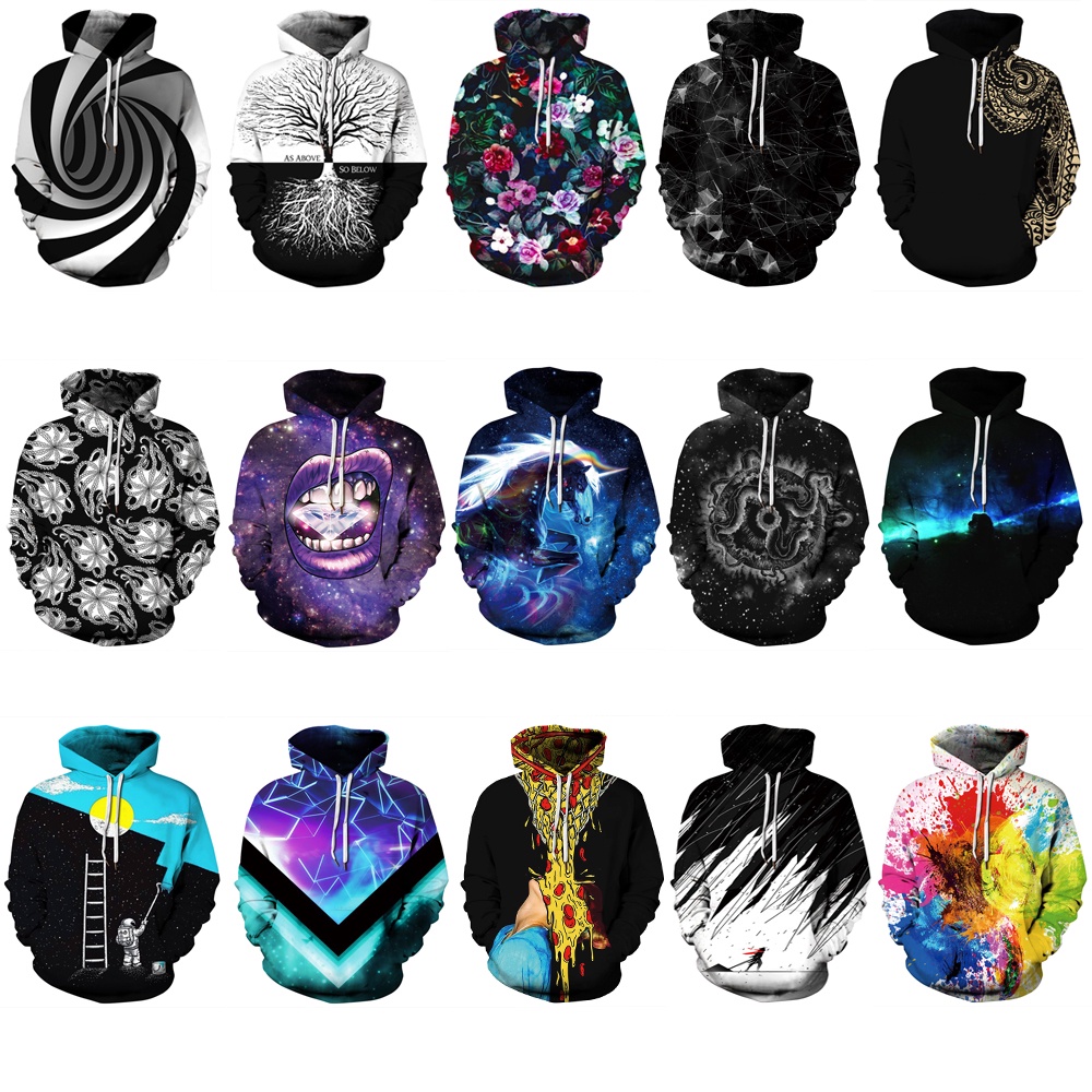 Áo Khoác hoodie Chui Đầu In Hình Vệ Tinh 3d Trong galaxy Thời Trang Cho Nam Và Nữ