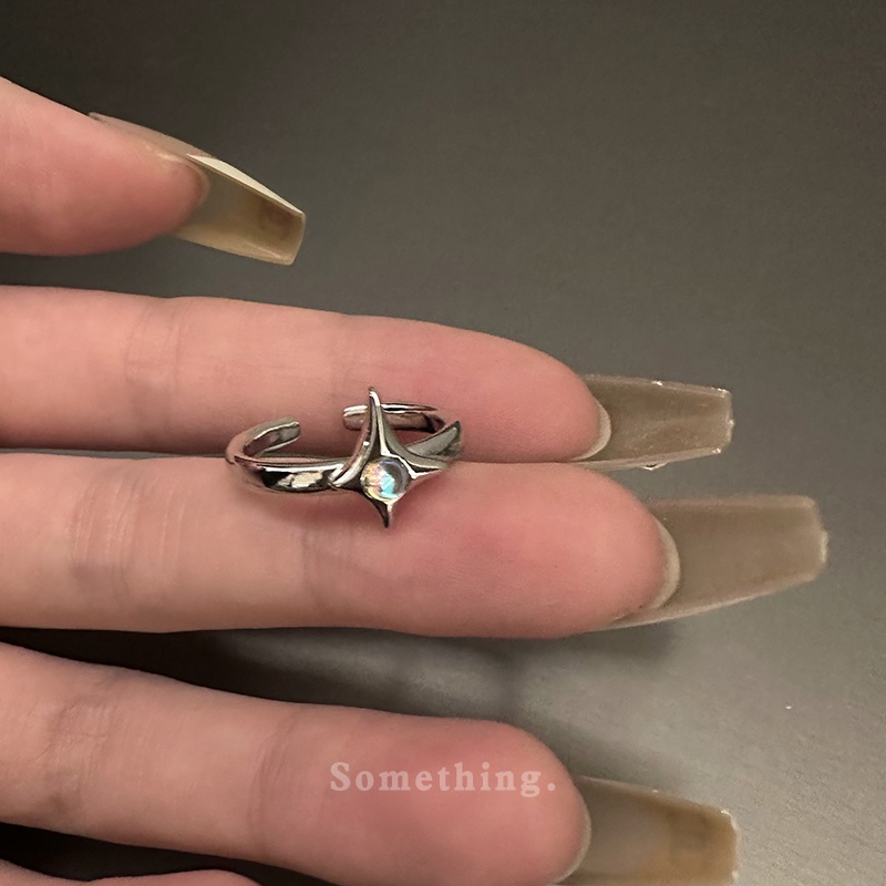 Nhẫn Hở Hình Ngôi Sao Đính Đá Zircon Sang Trọng Phong Cách Hàn Quốc