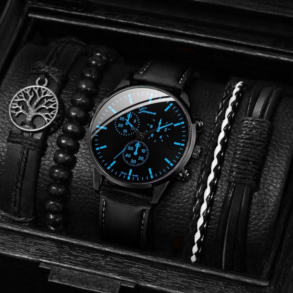 Đồng Hồ Nam Geneva Dây Da Và Thép Không Gỉ