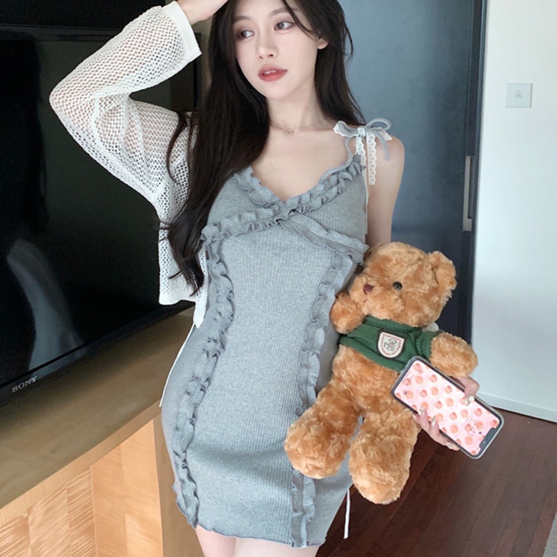 (MớI) Đầm Sủng Hộ Gia Vị Thắt Dây Tai BằNg Gỗ