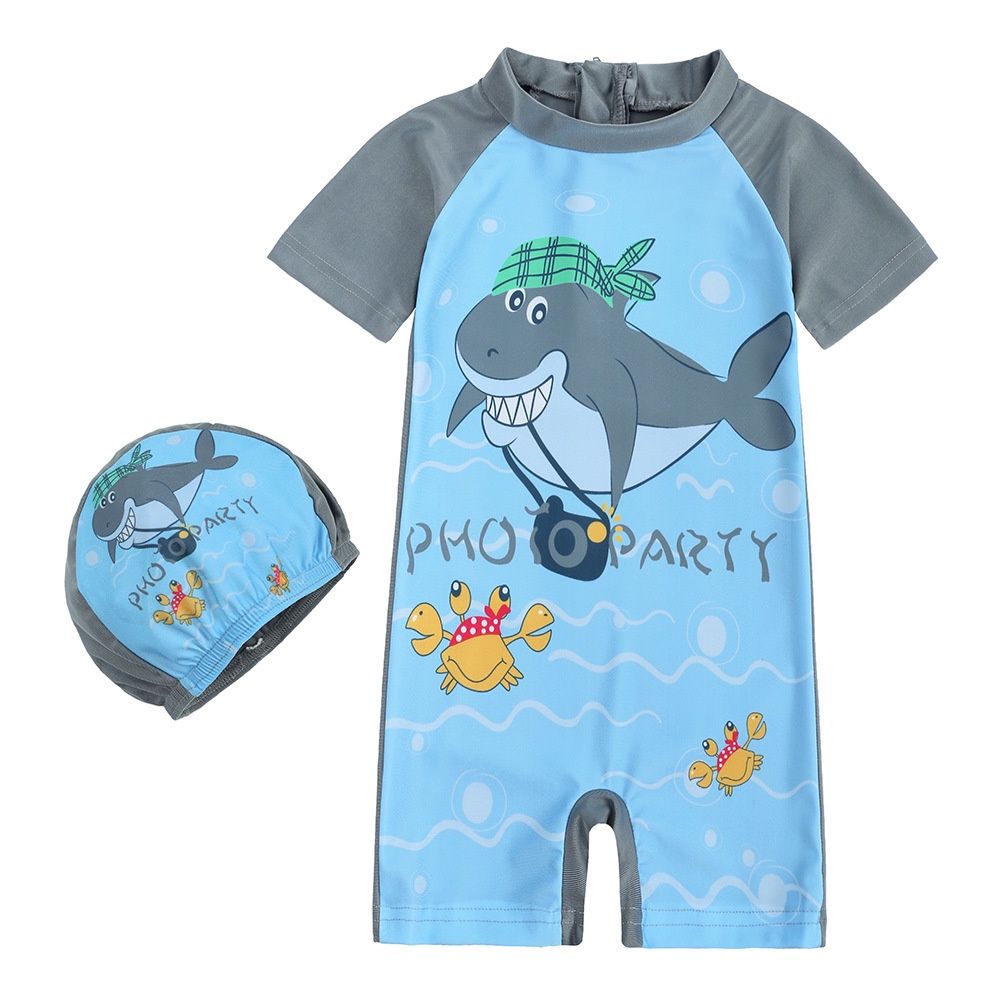 Bộ đồ bơi một mảnh MANVIN BABY in hình cá mập hoạt hình dành cho bé trai