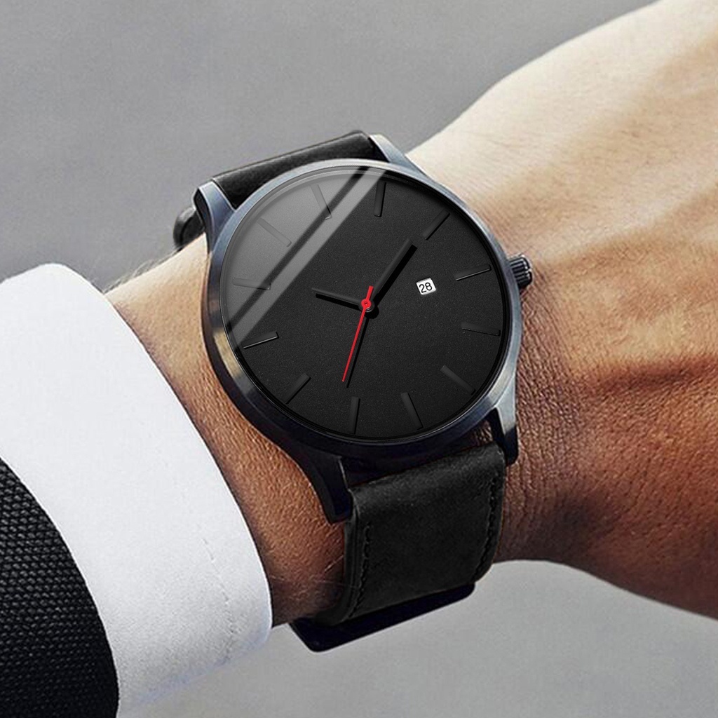 Đồng Hồ Quartz Nam Hiển Thị Ngày Với Dây Đeo Da