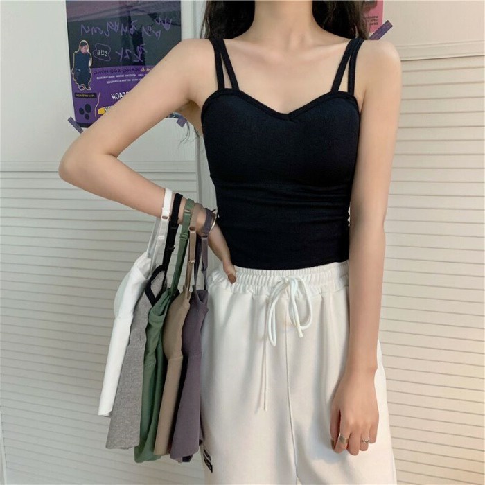 Áo Hai Dây Màu Sắc Đơn Giản Quyến Rũ Cho Nữ