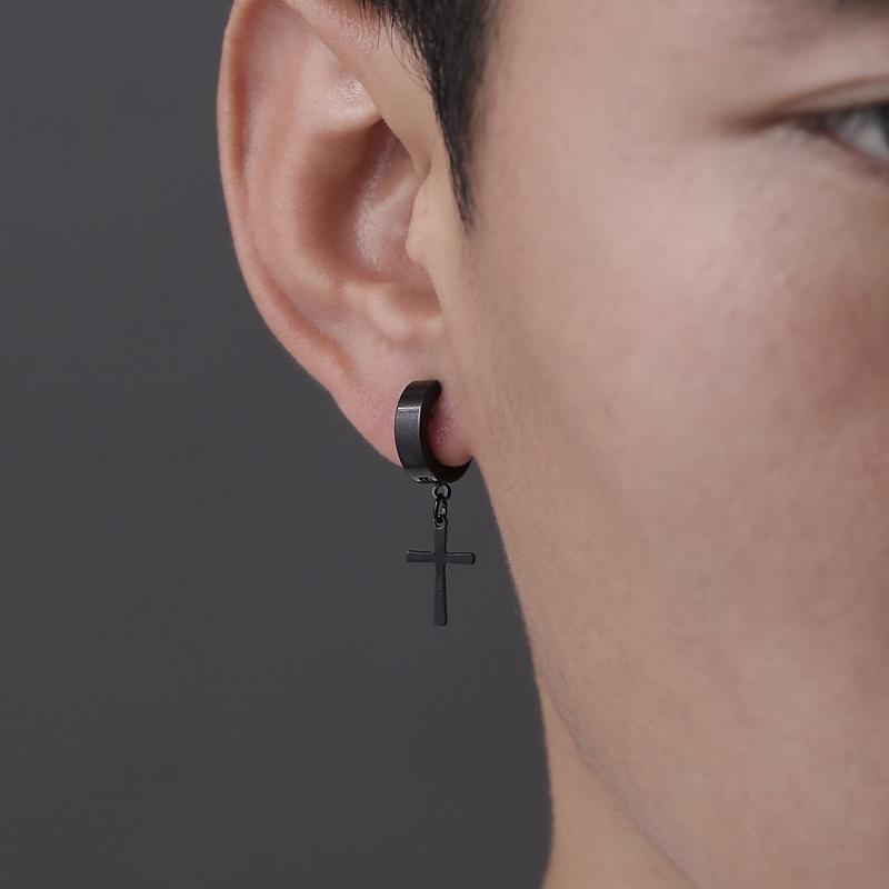 Bông Tai Thép Titan Hình Thánh Giá Thời Trang Không Cần Lỗ Xỏ Lỗ Dành Cho Nam Và Nữ