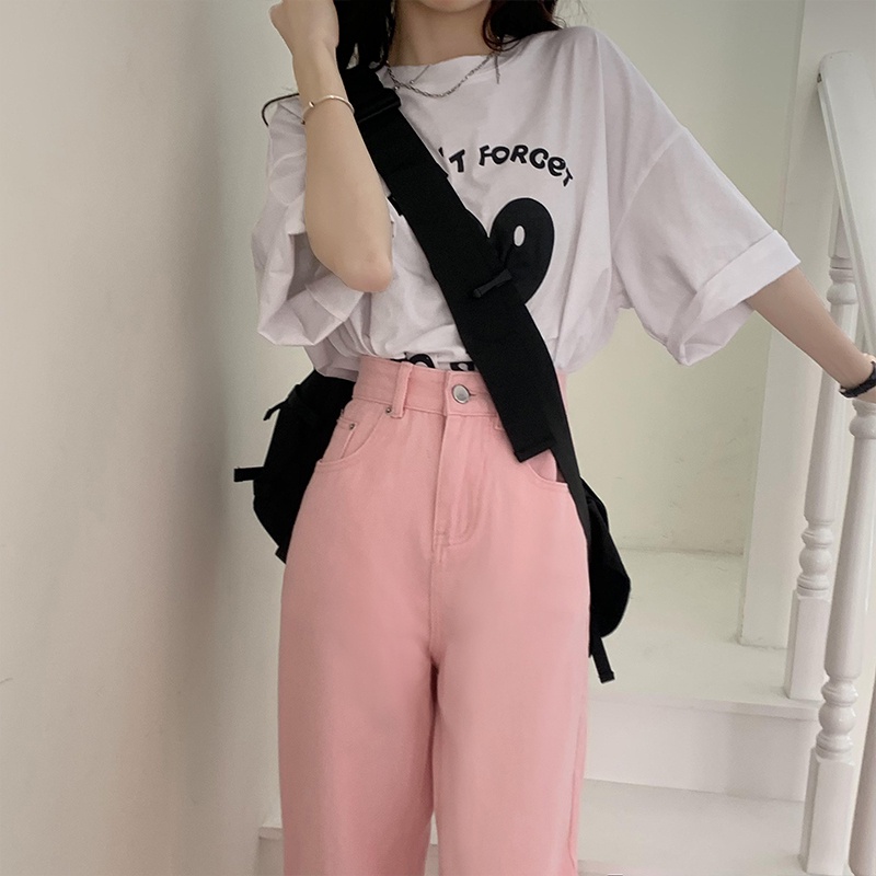 Quần Jean Nữ Ống Đứng Màu Hồng Gradient 61685