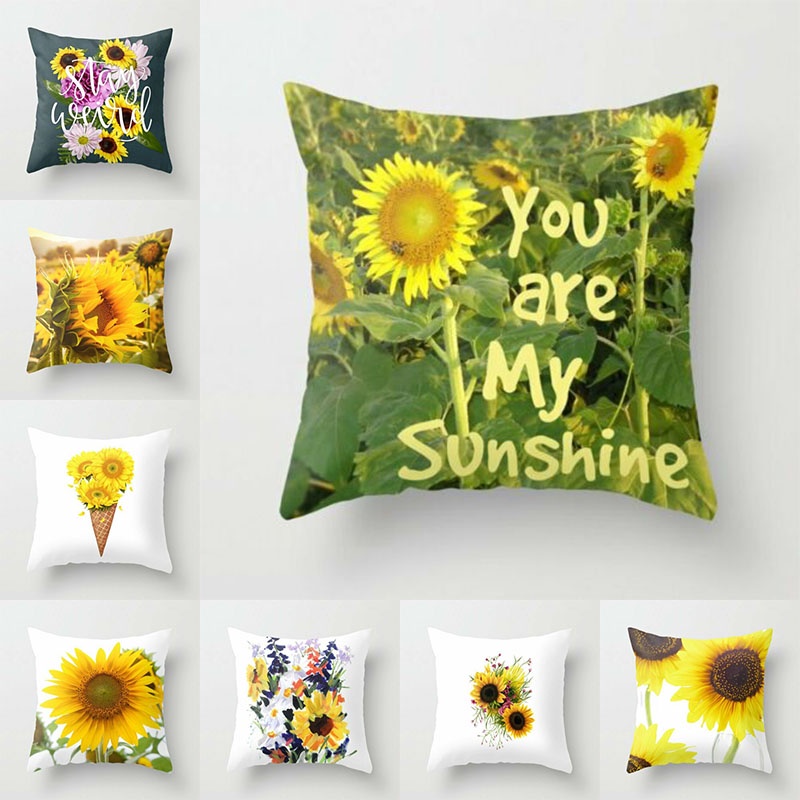 Áo Gối In Hình Hoa Hướng Dương Kích Thước 18 '' Ốp