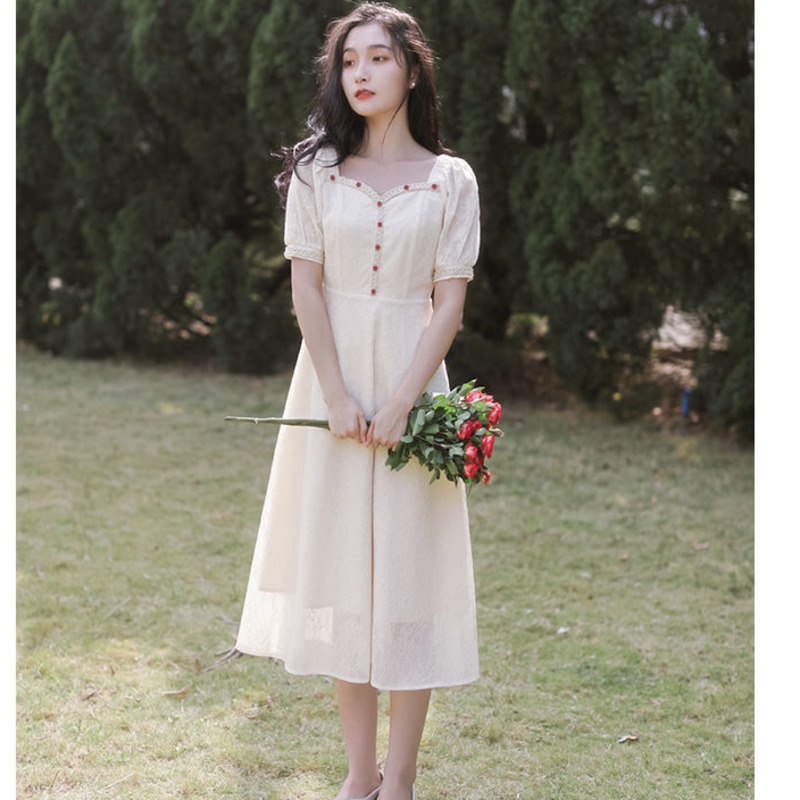 Đầm Dài Tay Ngắn Phong Cách Thời Trang Hàn Quốc Dành Cho Nữ