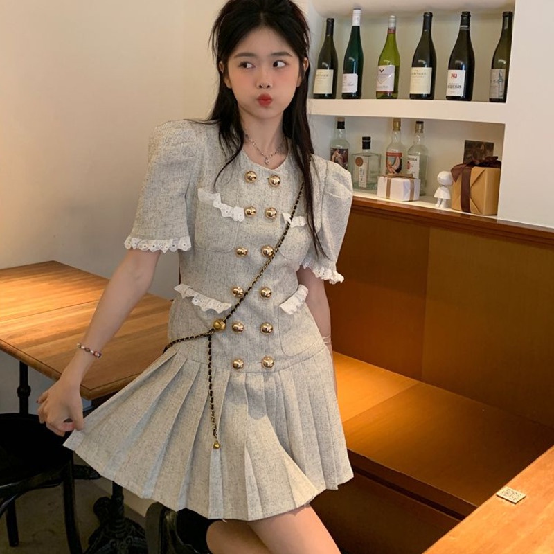 Đầm Midi Tay Ngắn Thời Trang Mùa Hè Phong Cách Hàn Quốc Dành Cho Nữ