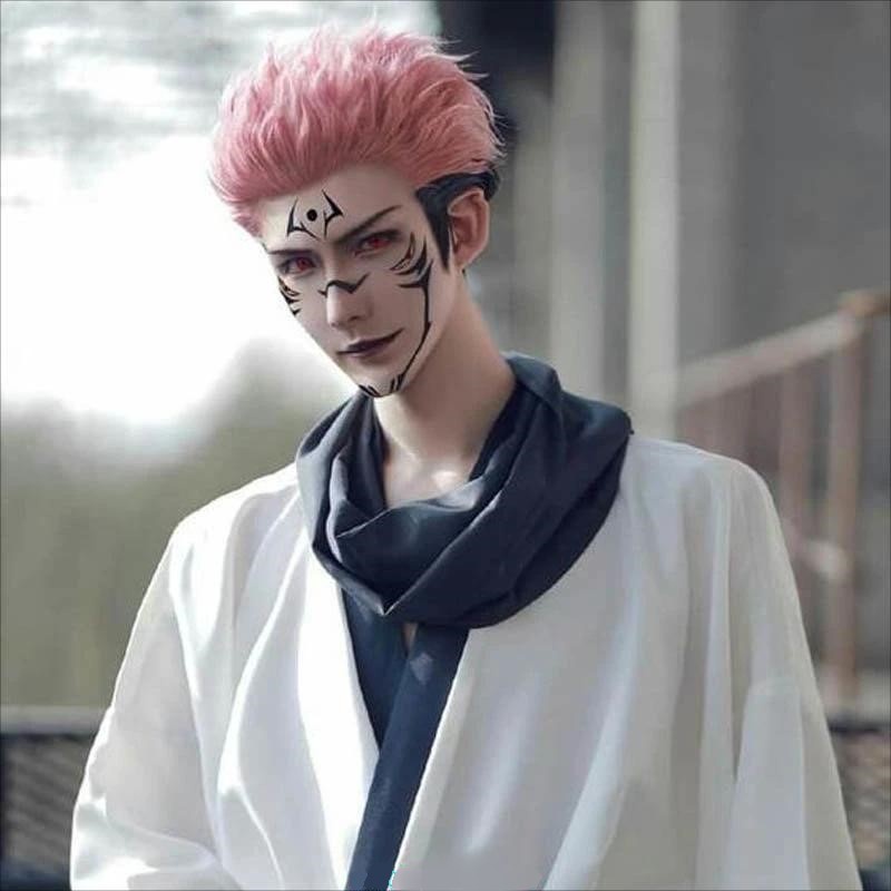 Trang phục kimono/ tóc giả hóa trang Jujutsu Kaisen Ryomen Sukuna phong cách Nhật cho nam nữ dịp Halloween
