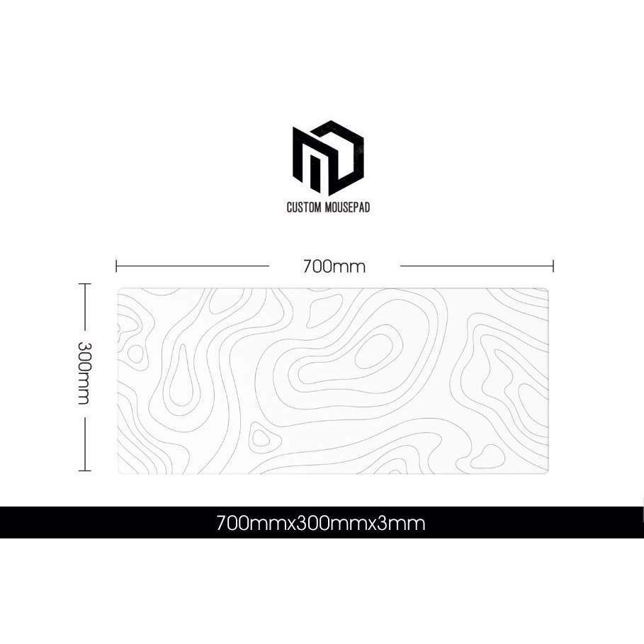 Mousepad md Tùy Chỉnh topographic Trắng | Bàn Chơi Game Cỡ Lớn Thiết Kế Dễ Thương