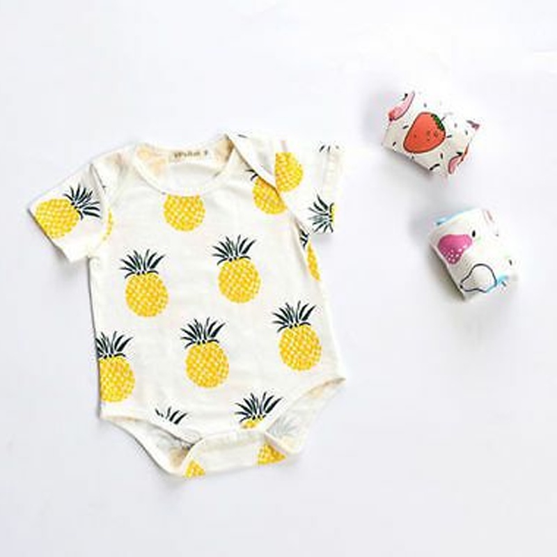 Dễ Thương Áo Liền Quần In Hình Quả Dứa Cho Bé Trai & Gái